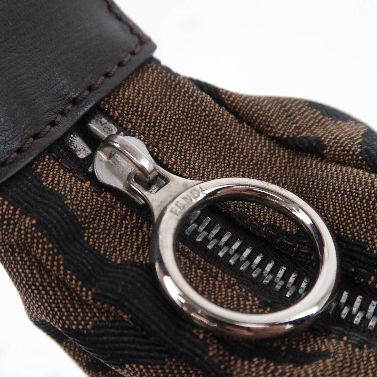 FENDI Zebra Print Canvas Saddle Shoulder Bag