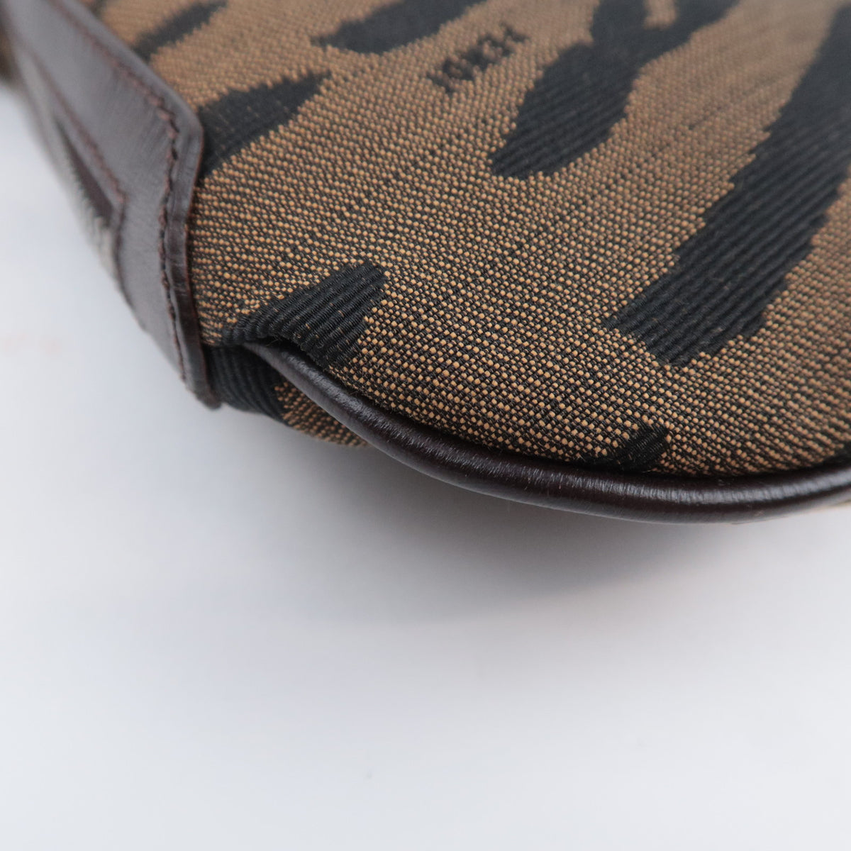 FENDI Zebra Print Canvas Saddle Shoulder Bag