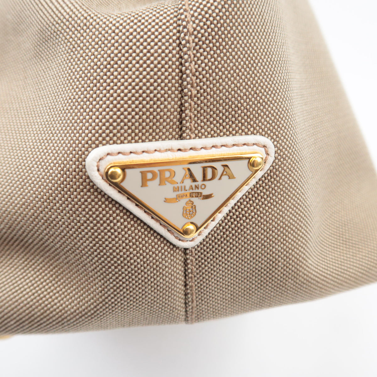 PRADA Logo Jacquard 2Way Handbag Beige BN1671