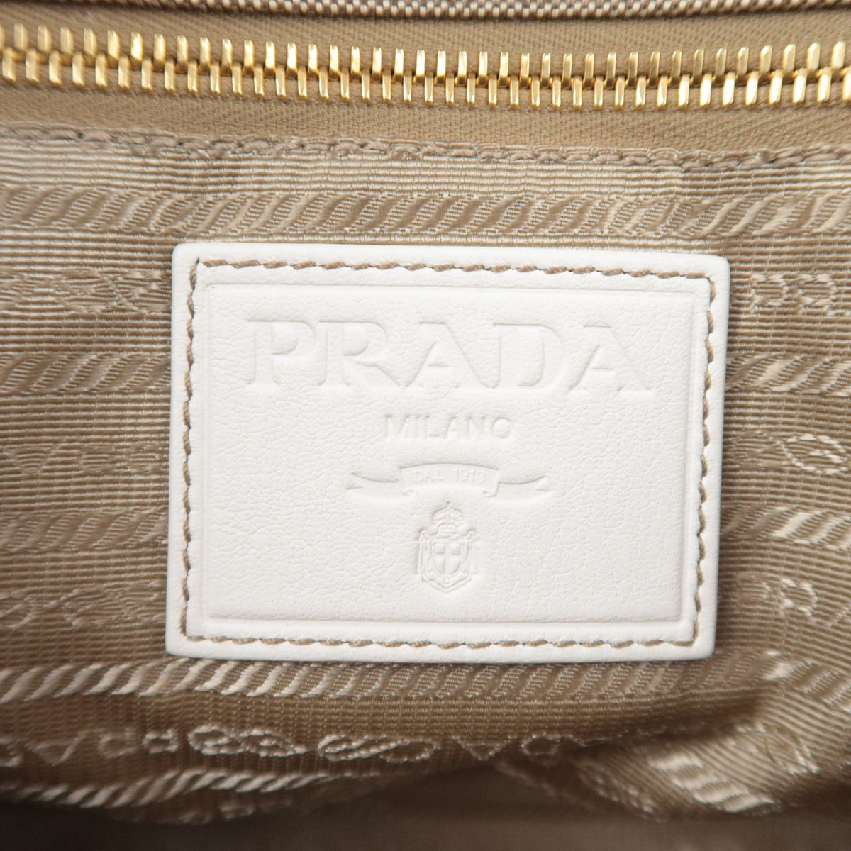 PRADA Logo Jacquard 2Way Handbag Beige BN1671