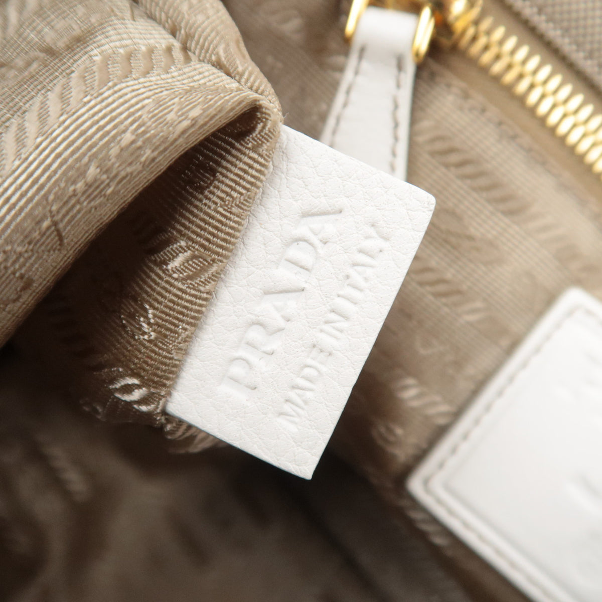 PRADA Logo Jacquard 2Way Handbag Beige BN1671