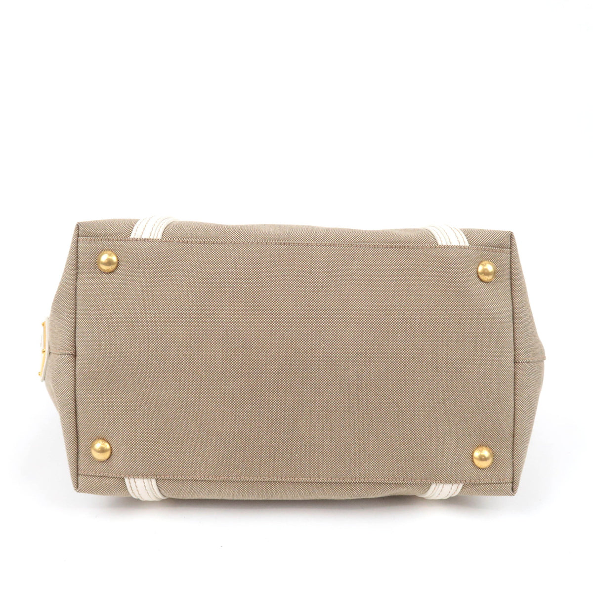 PRADA Logo Jacquard 2Way Handbag Beige BN1671