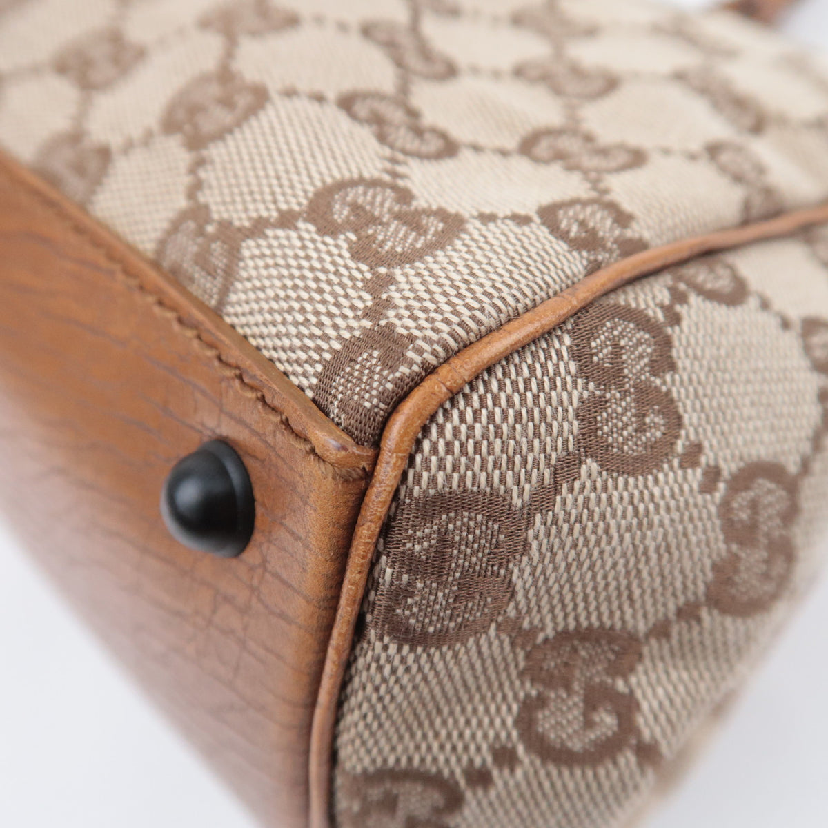 GUCCI GG Canvas Bamboo Handle Handbag 112174