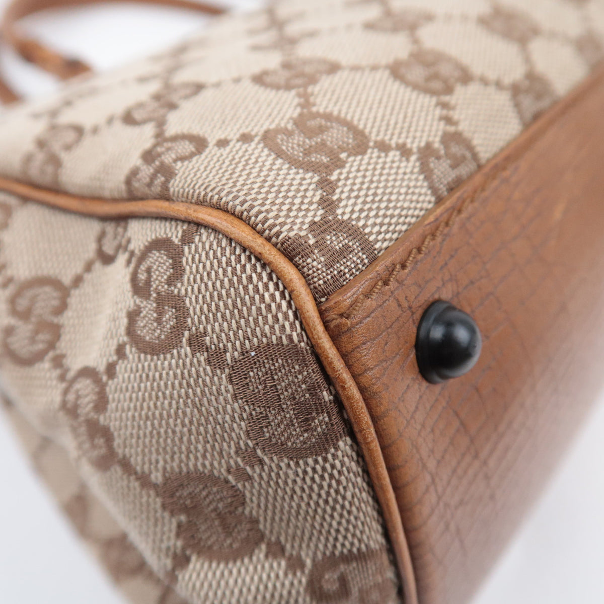 GUCCI GG Canvas Bamboo Handle Handbag 112174