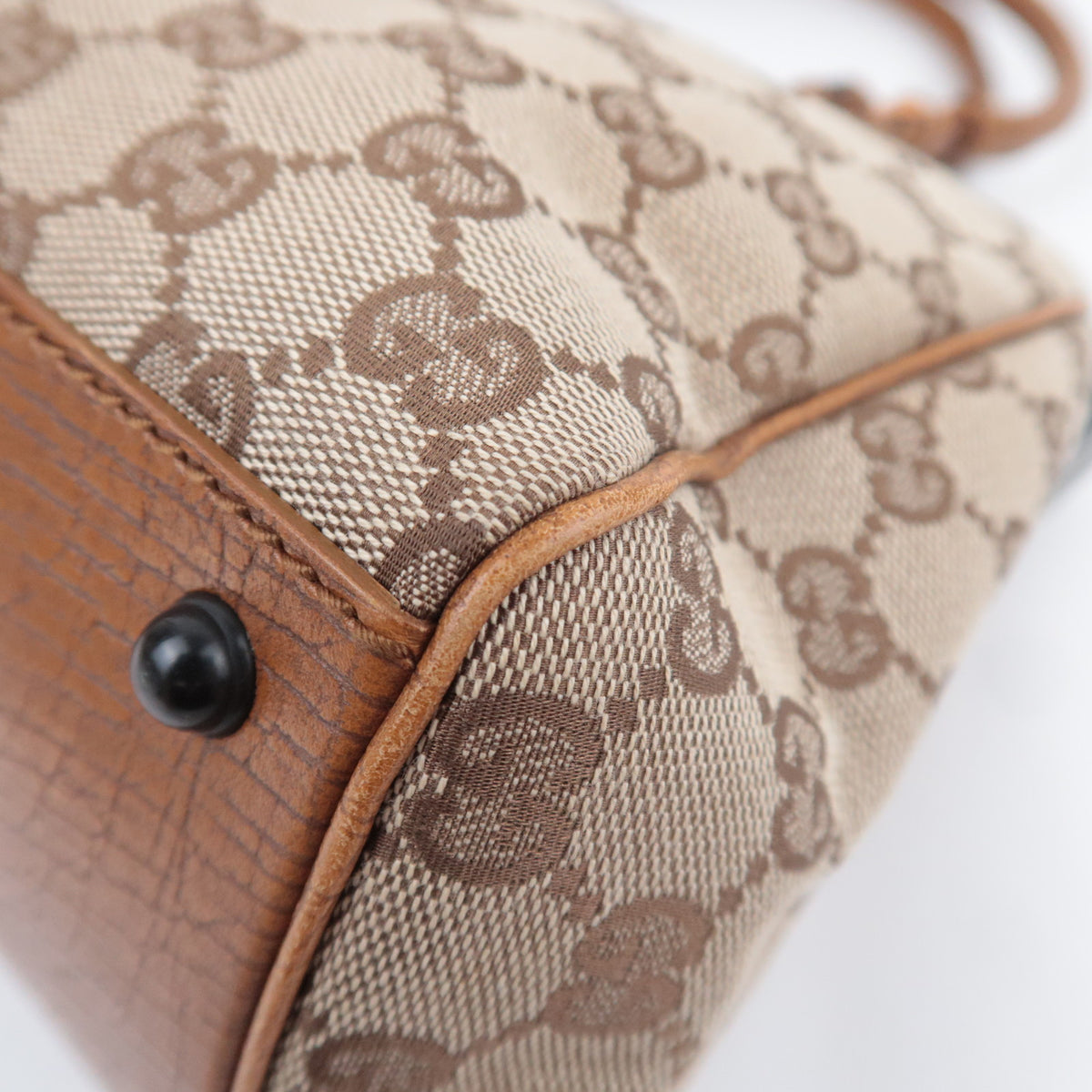 GUCCI GG Canvas Bamboo Handle Handbag 112174