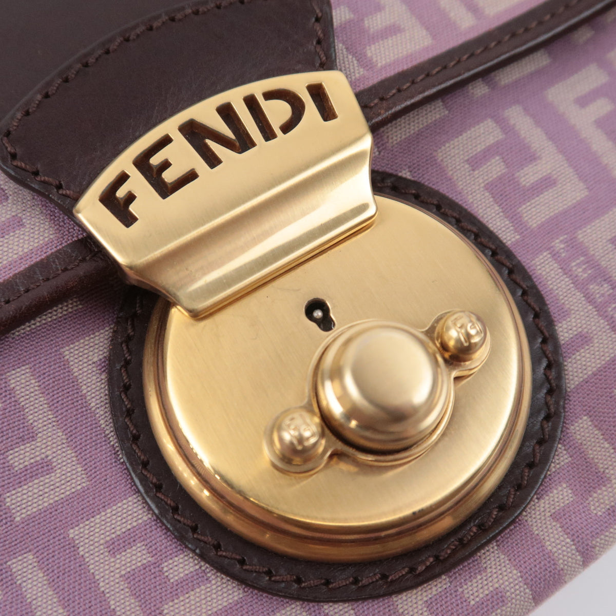 FENDI Zucchino Canvas Shoulder Bag 8BR429