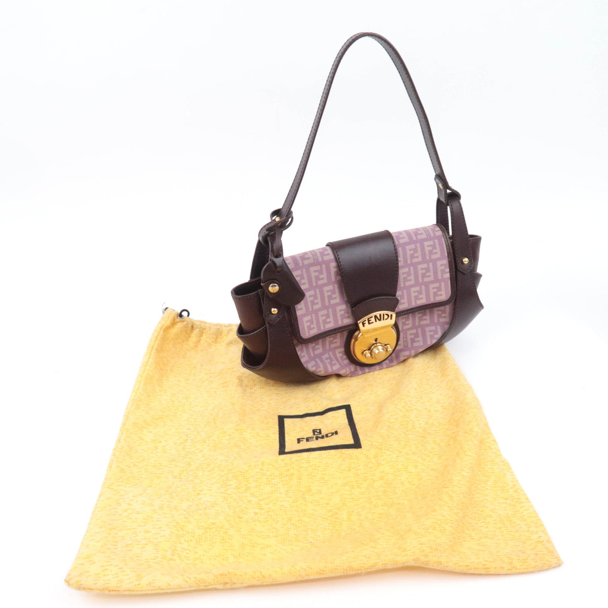 FENDI Zucchino Canvas Shoulder Bag 8BR429