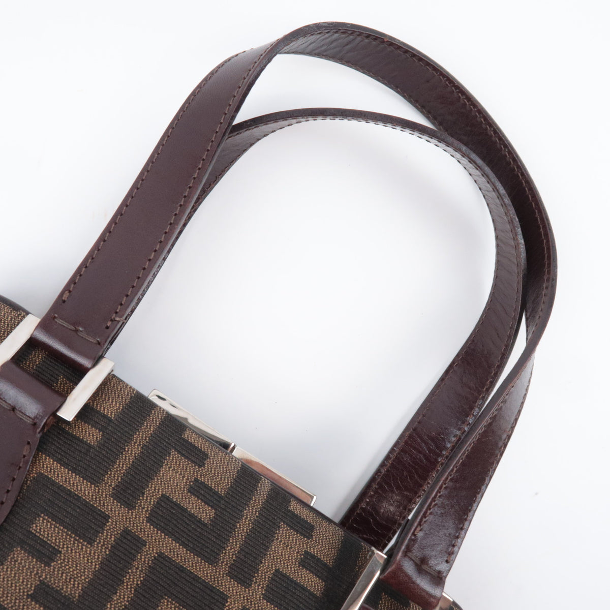 FENDI Zucca Kiss Lock Canvas Handbag