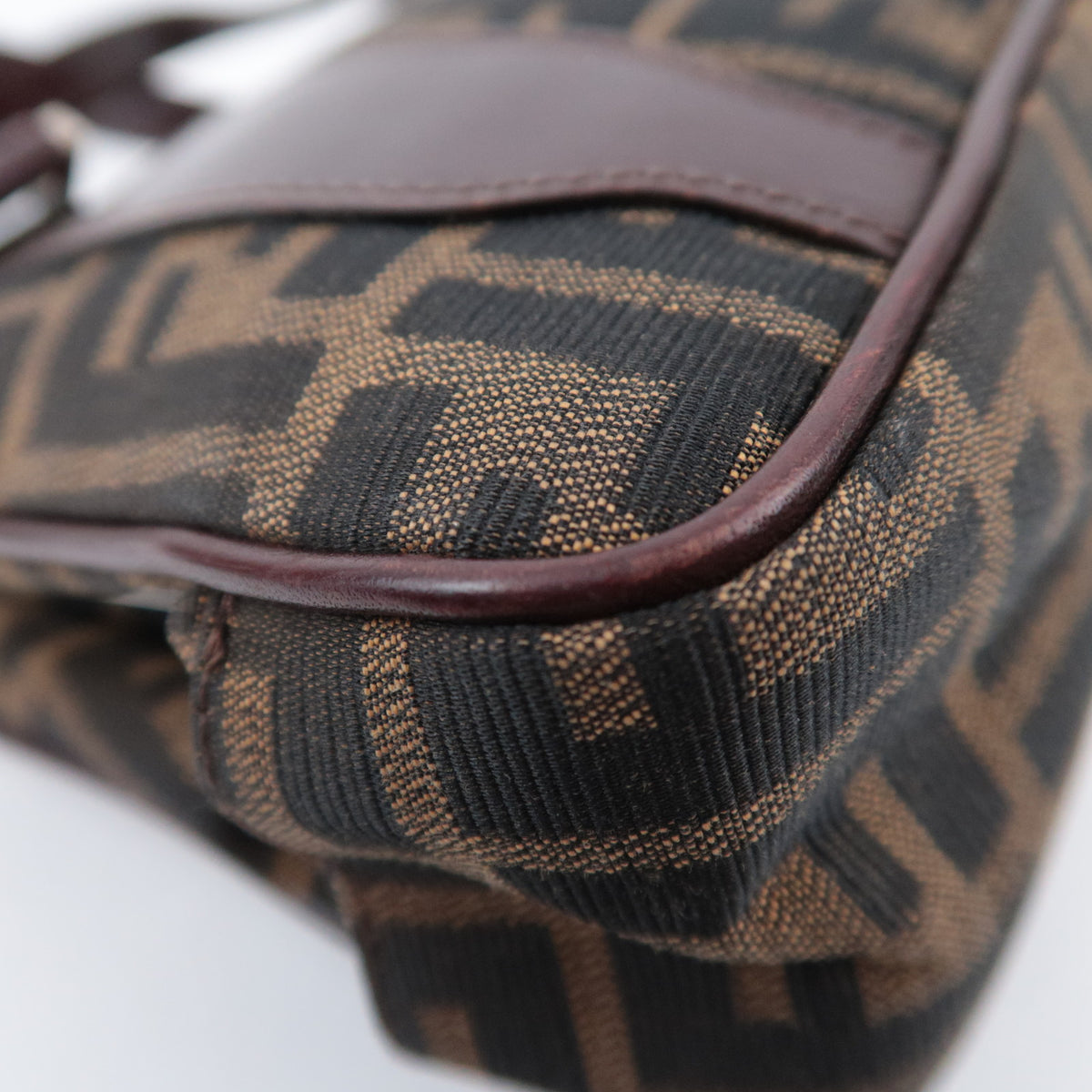 FENDI Zucca Kiss Lock Canvas Handbag