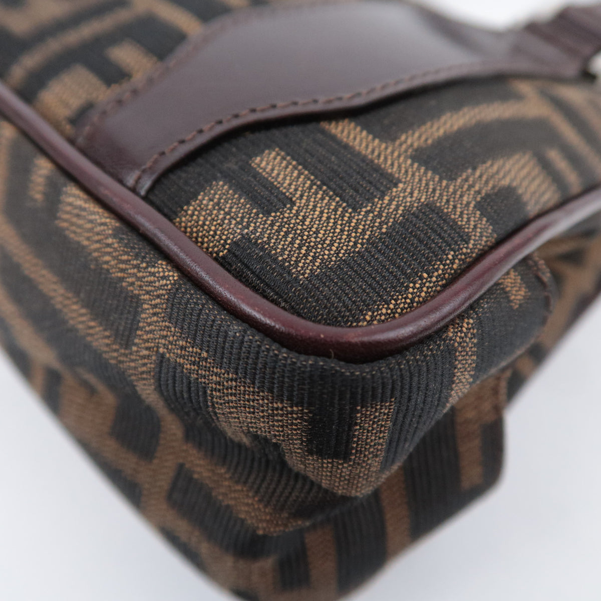 FENDI Zucca Kiss Lock Canvas Handbag