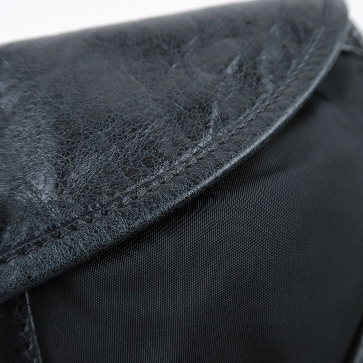 PRADA Nylon Leather Chain Shoulder Bag Black