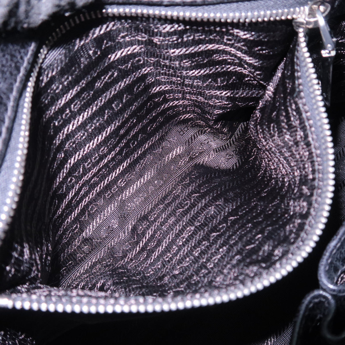 PRADA Nylon Leather Chain Shoulder Bag Black