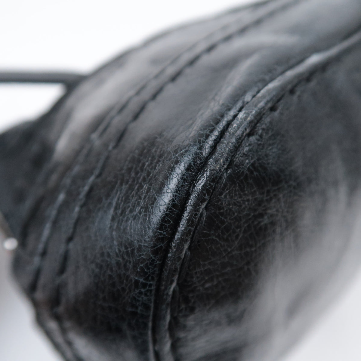 PRADA Nylon Leather Chain Shoulder Bag Black