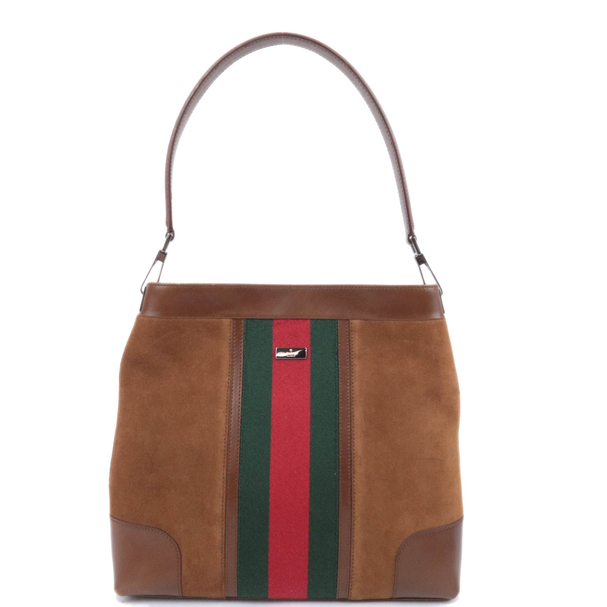 GUCCI Sherry Suede Web Stripe Shoulder Bag 33900 92800