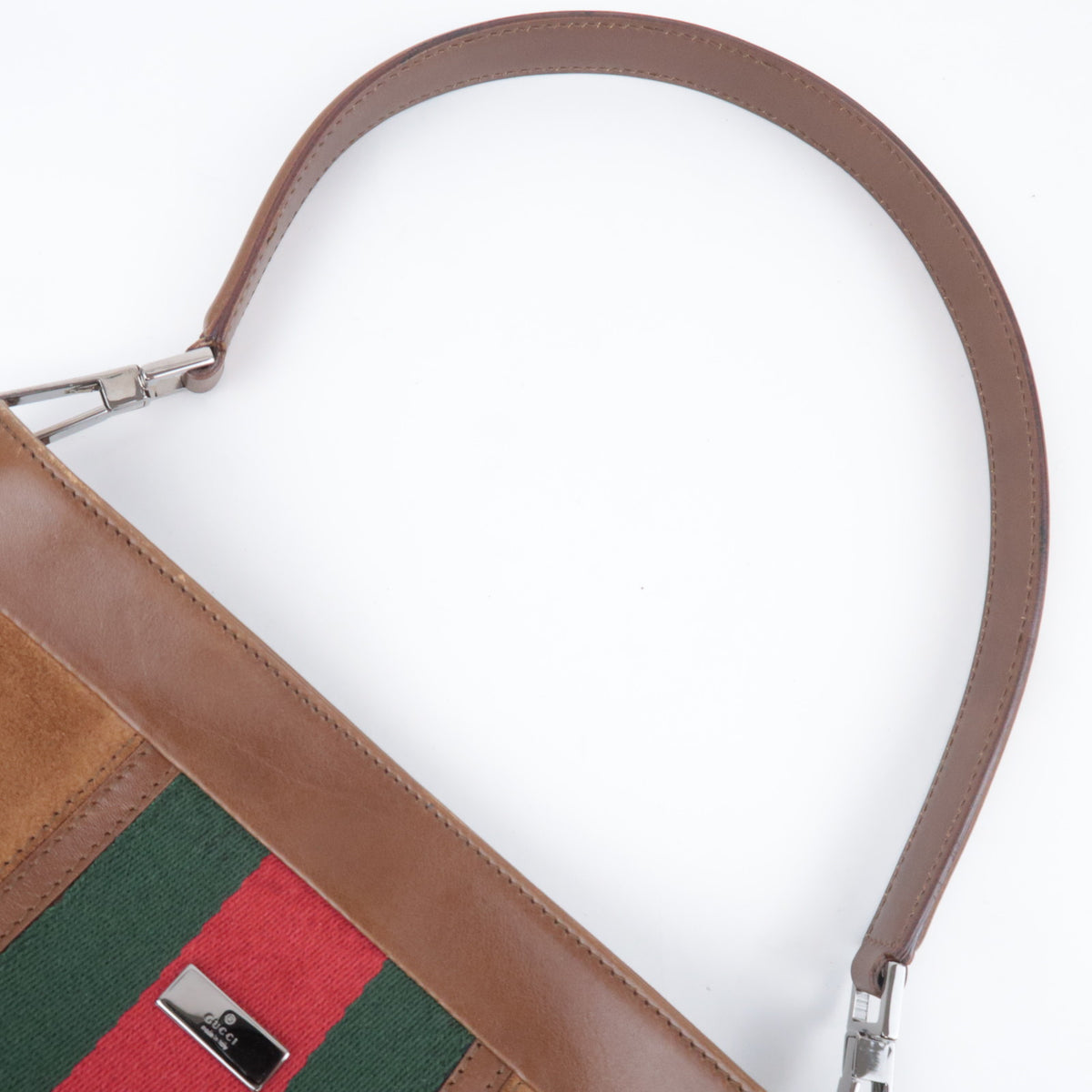 GUCCI Sherry Suede Web Stripe Shoulder Bag 33900