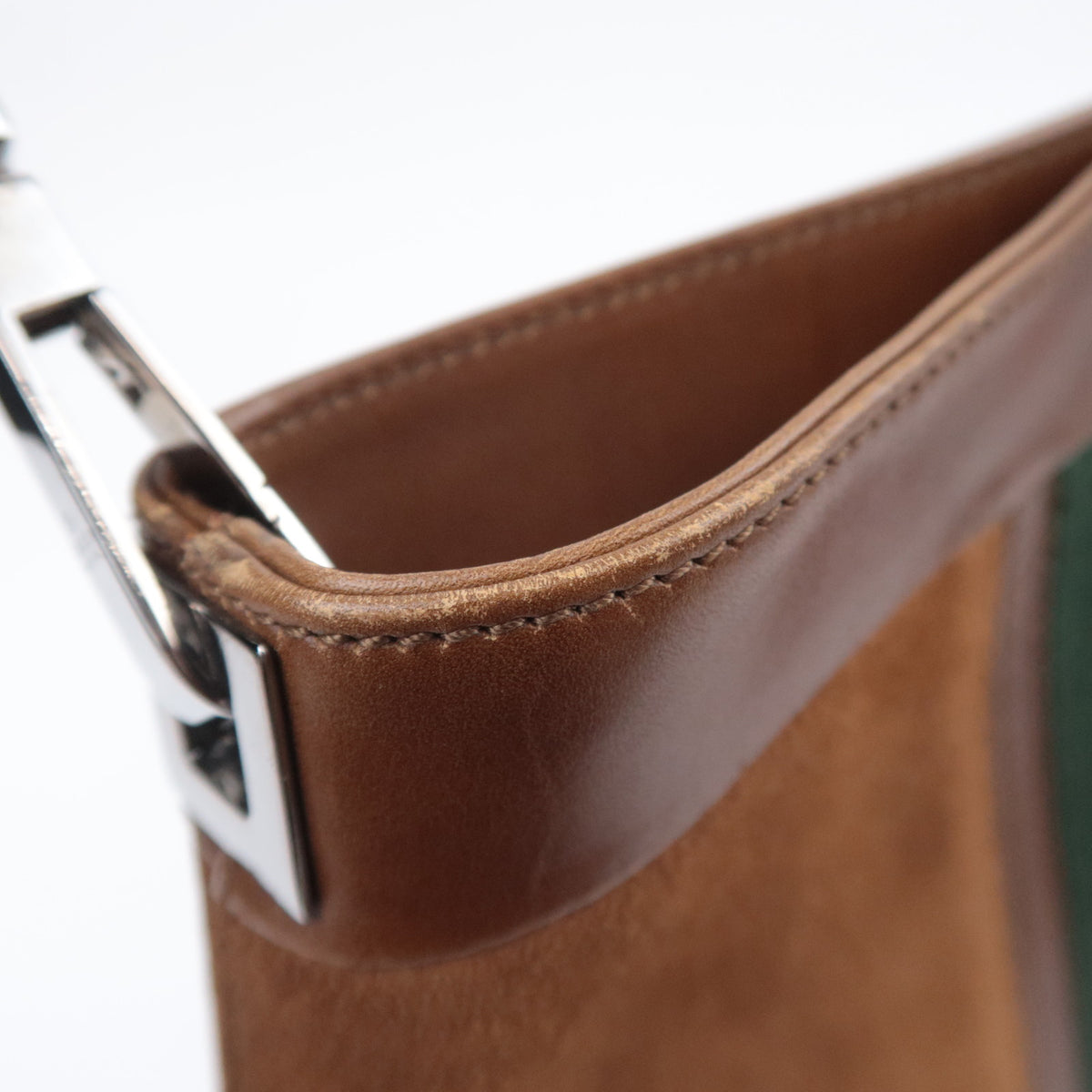 GUCCI Sherry Suede Web Stripe Shoulder Bag 33900