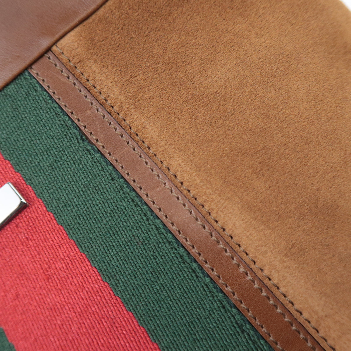 GUCCI Sherry Suede Web Stripe Shoulder Bag 33900