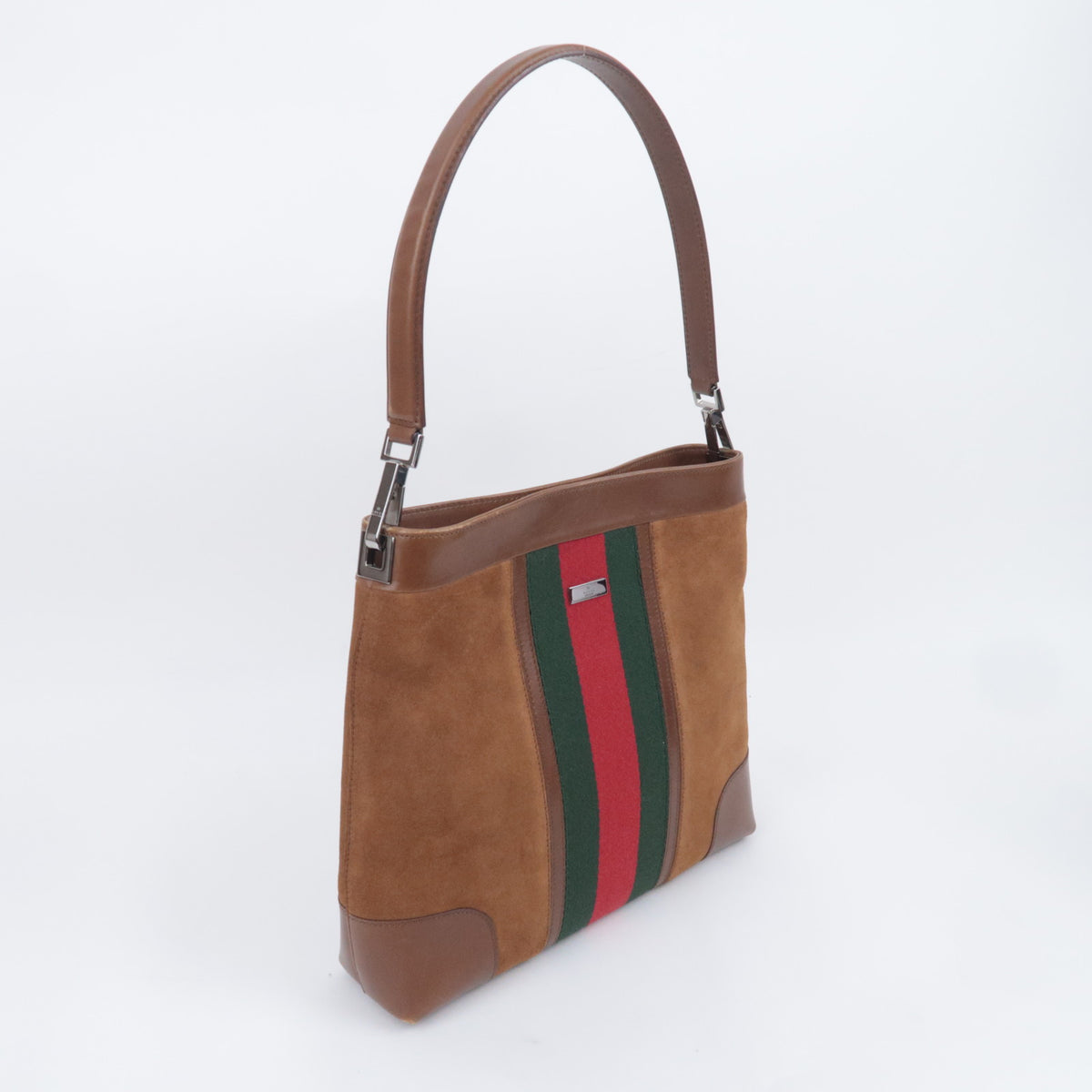 GUCCI Sherry Suede Web Stripe Shoulder Bag 33900