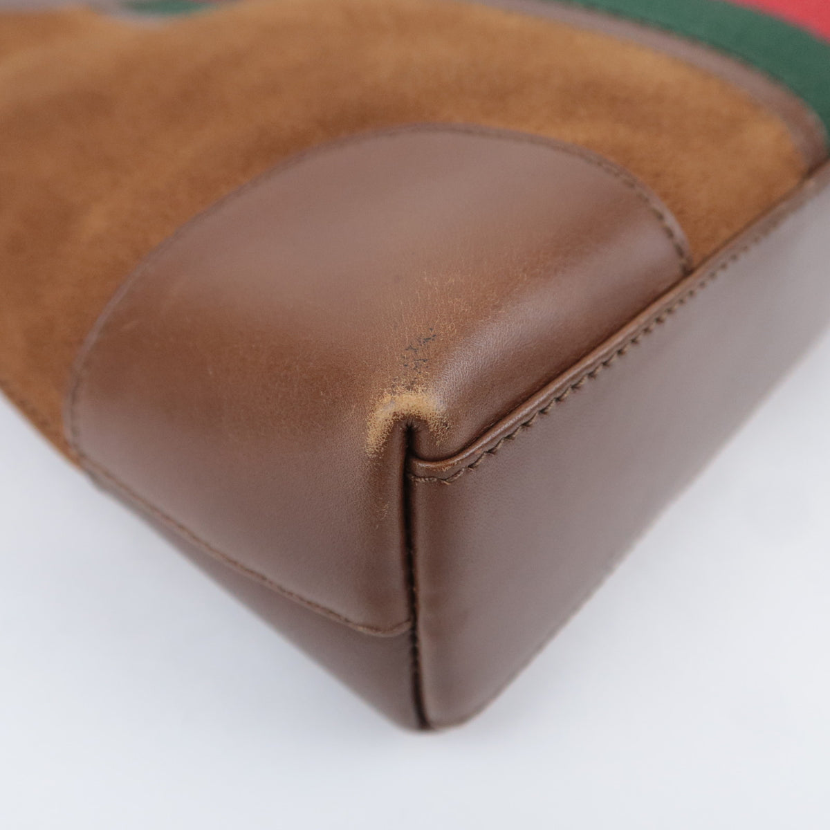 GUCCI Sherry Suede Web Stripe Shoulder Bag 33900