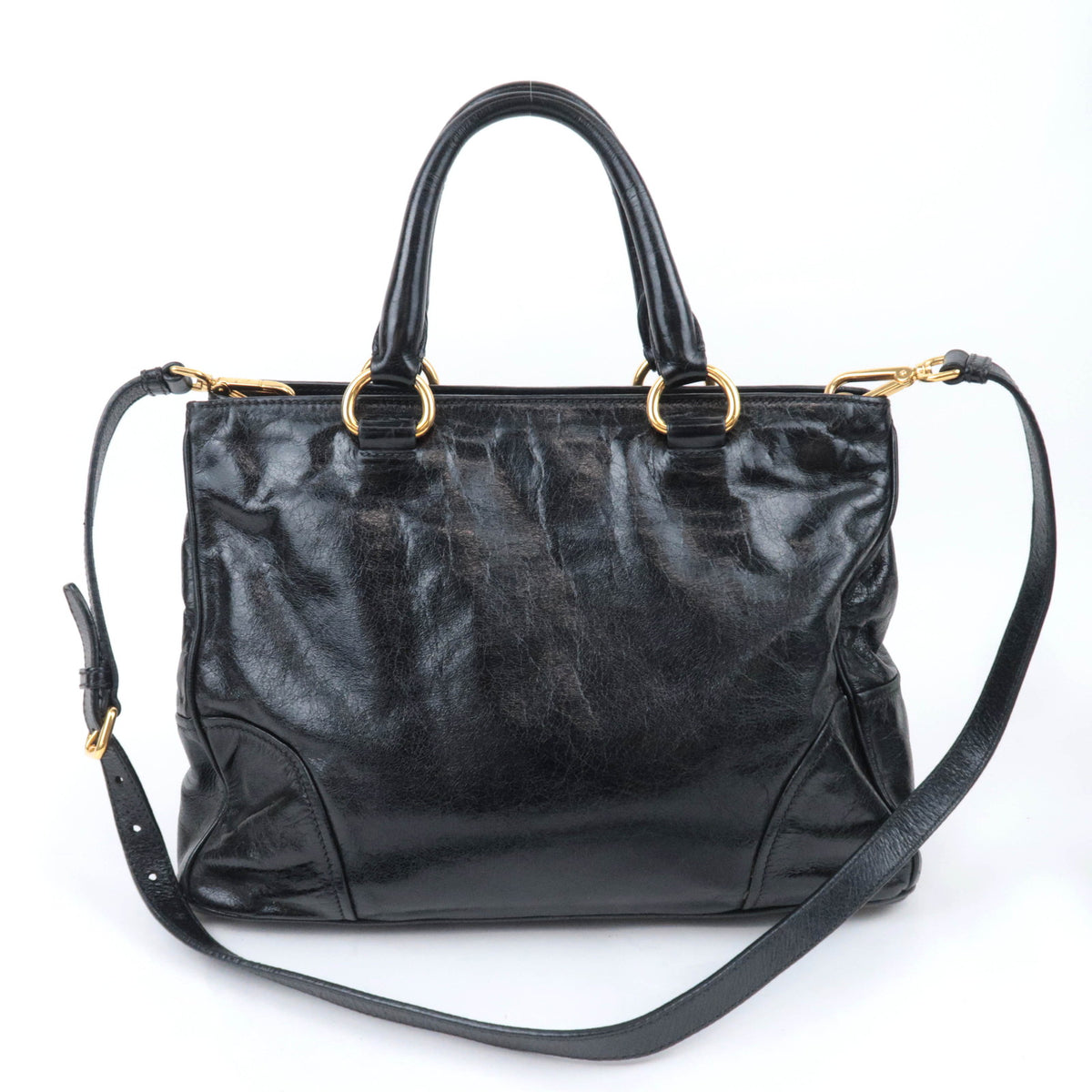 PRADA 2Way Leather Handbag Black