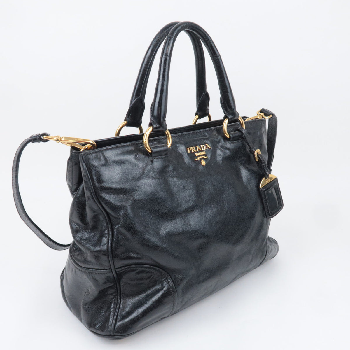 PRADA 2Way Leather Handbag Black