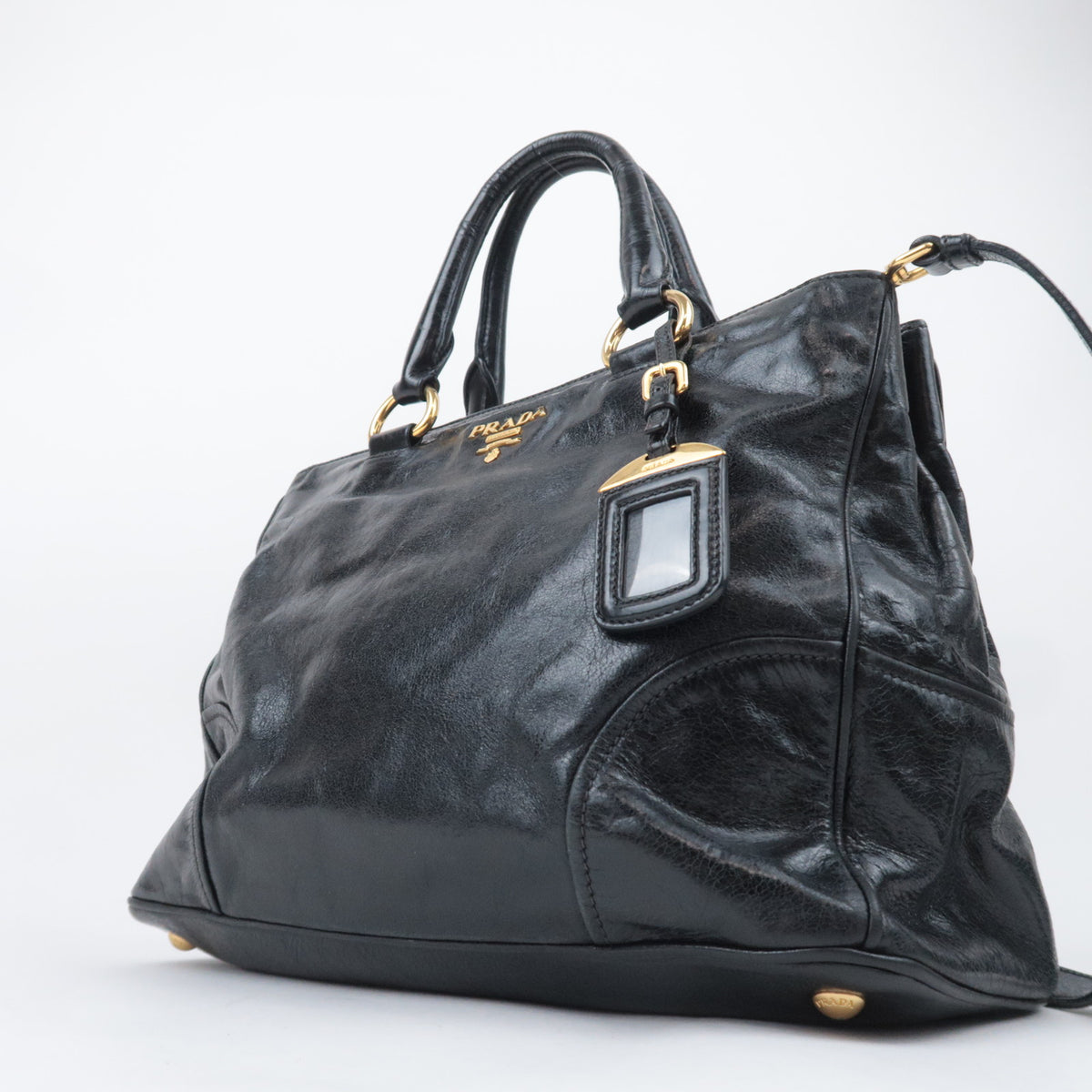 PRADA 2Way Leather Handbag Black