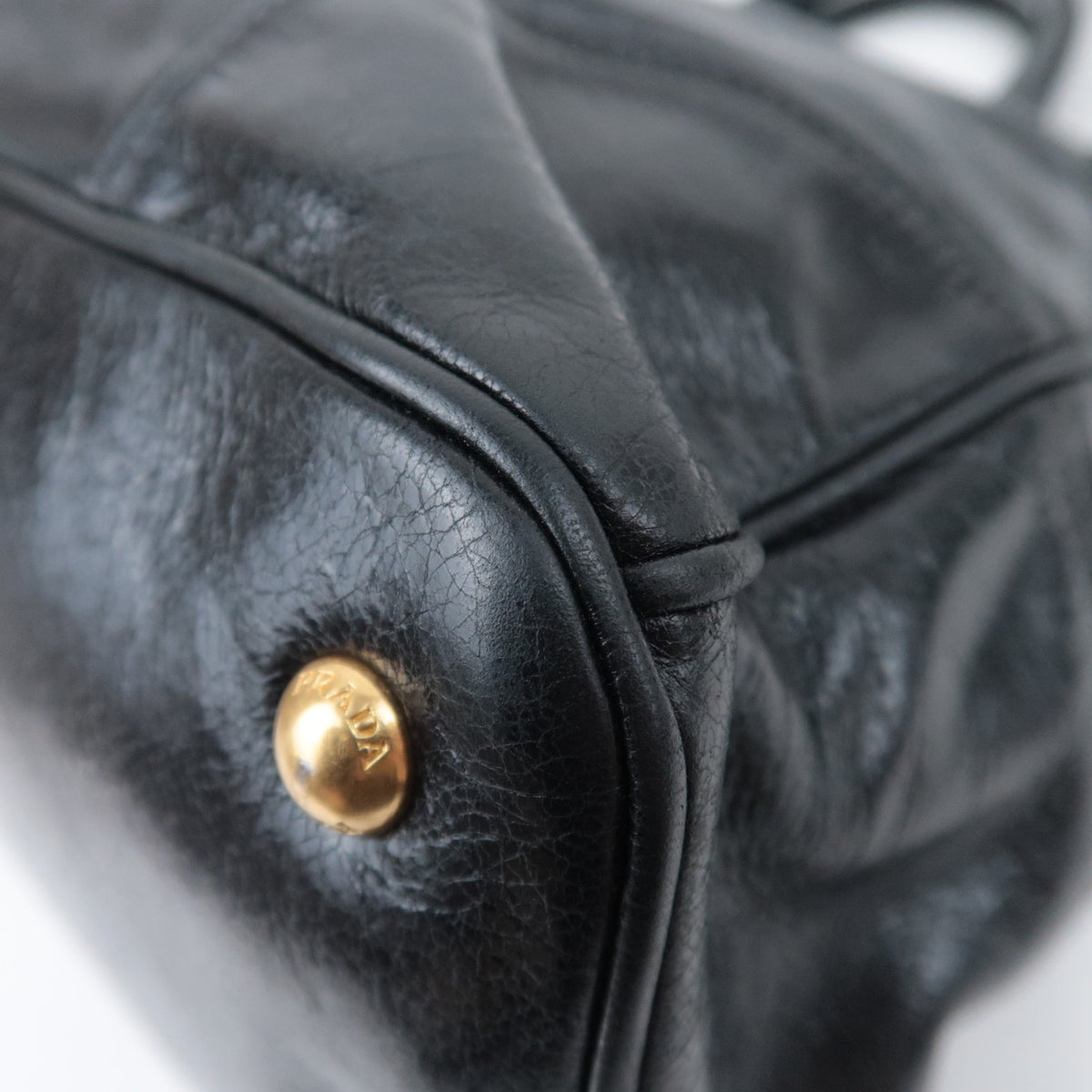 PRADA 2Way Leather Handbag Black