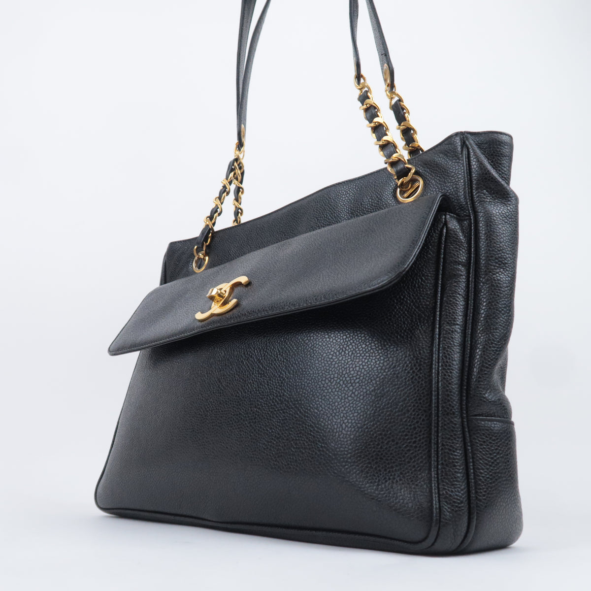 CHANEL Coco Mark Chain Tote Bag Caviarskin