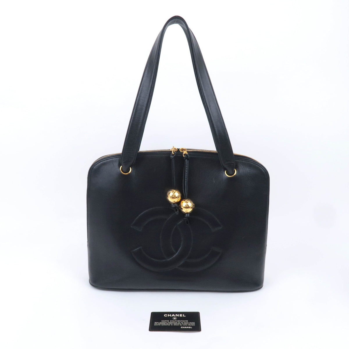 CHANEL Big Coco Mark Cocoball Tote Bag Lambskin
