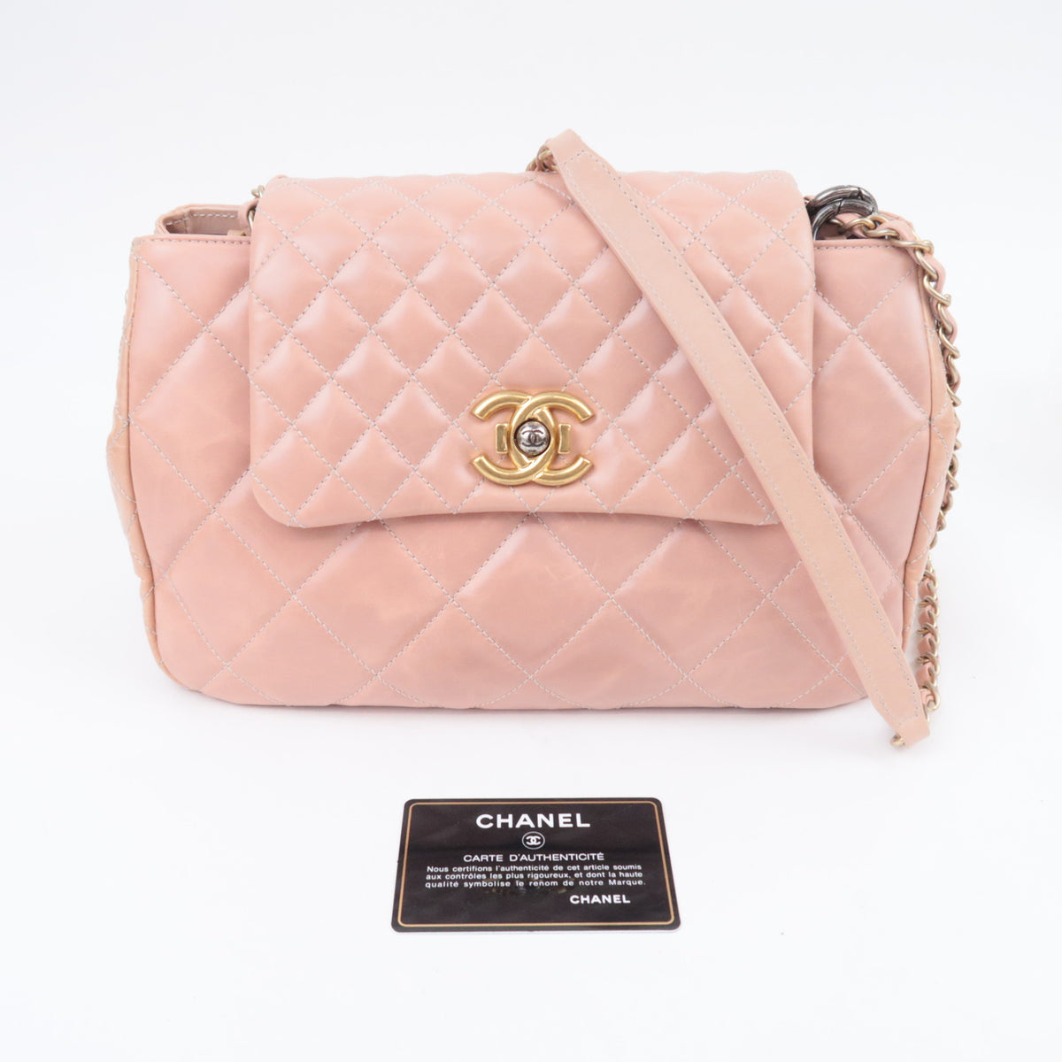 CHANEL Daily Walk Matelasse Pink Leather Flap Bag