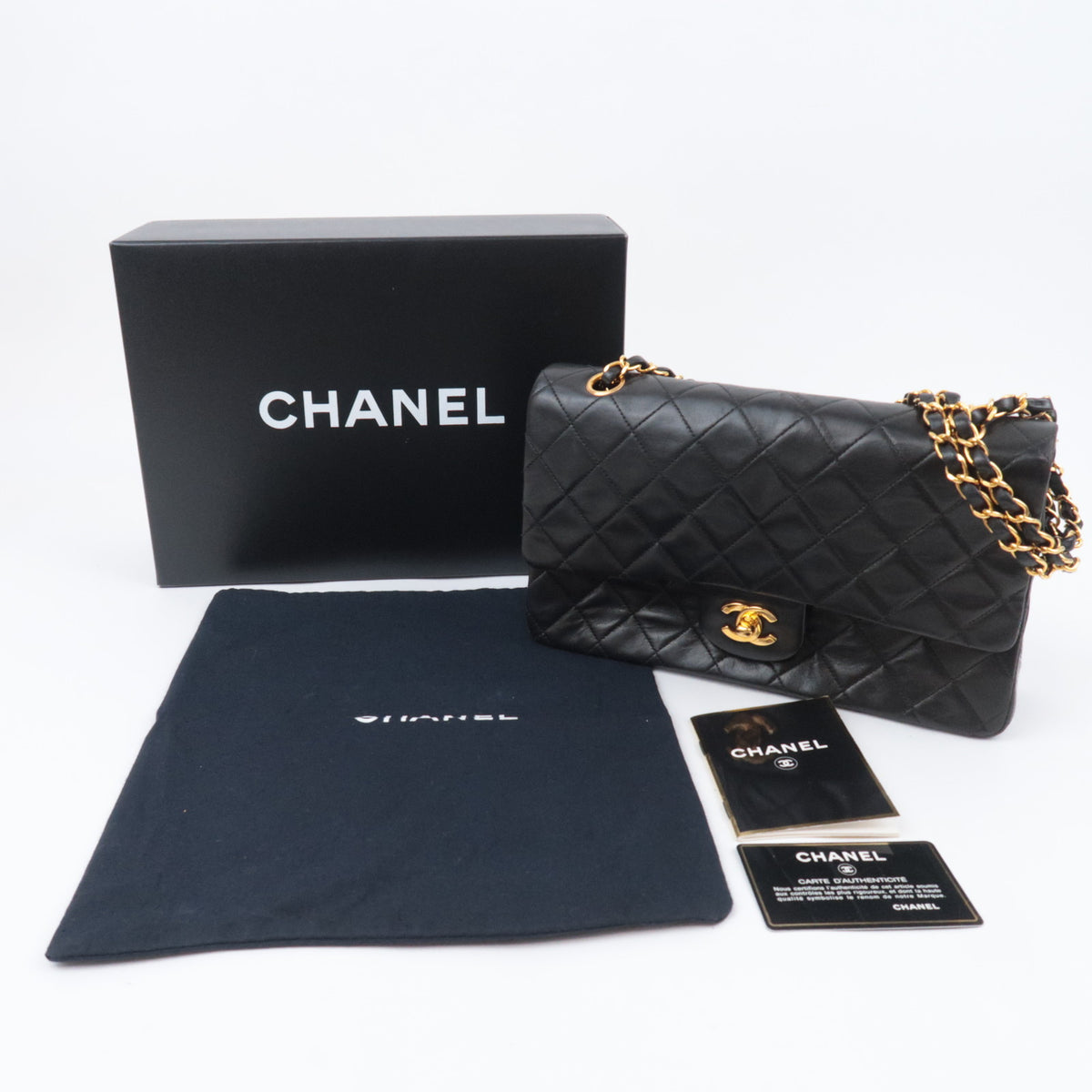 CHANEL Matelasse 25 Double Flap Shoulder Bag Lambskin