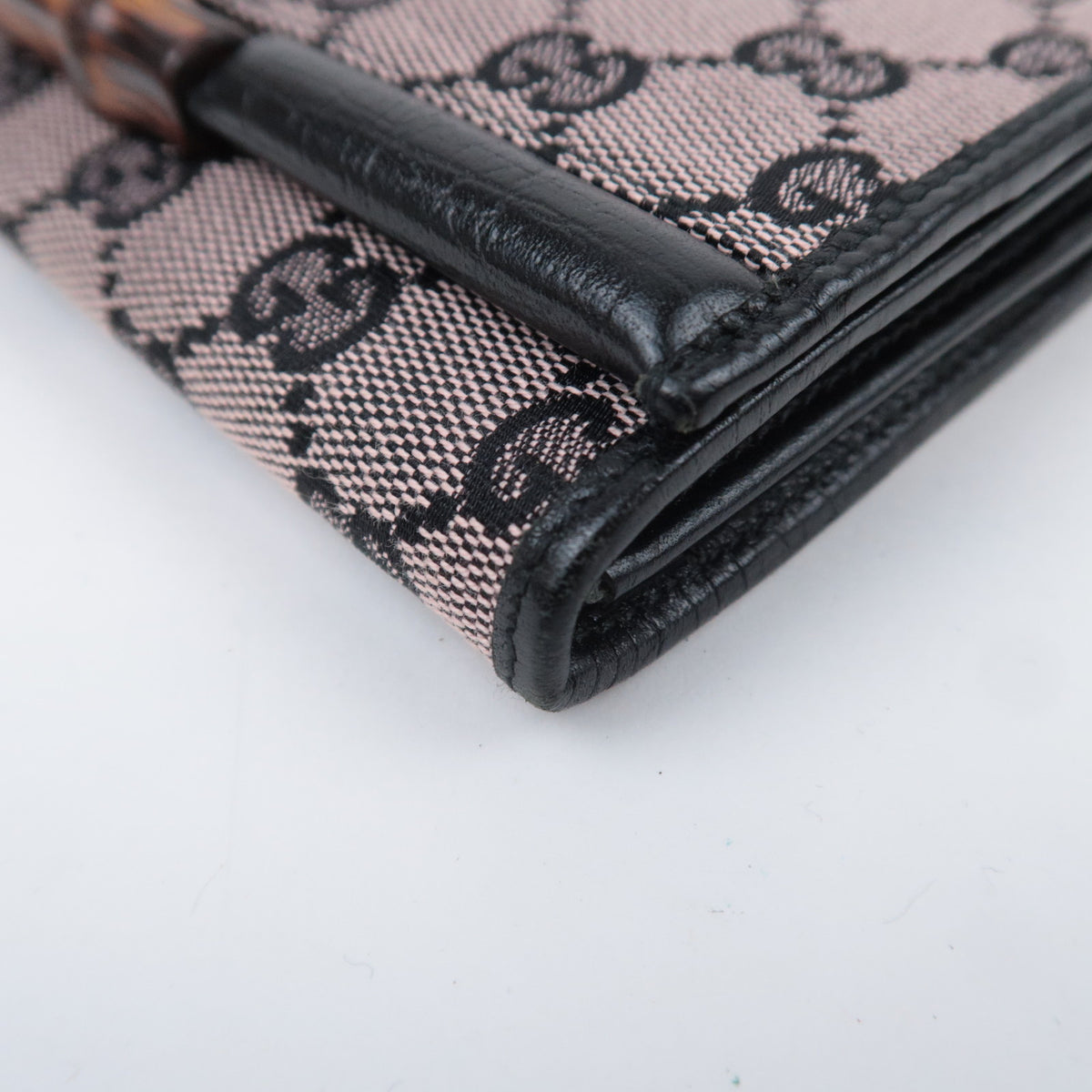 GUCCI Bamboo GG Canvas Bi-Fold Long Wallet Pink Black 112520