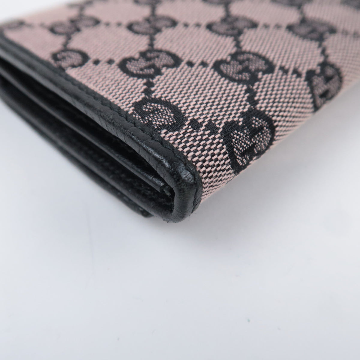 GUCCI Bamboo GG Canvas Bi-Fold Long Wallet Pink Black 112520