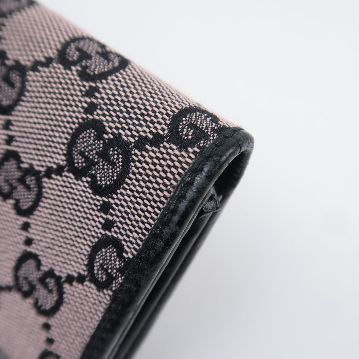 GUCCI Bamboo GG Canvas Bi-Fold Long Wallet Pink Black 112520