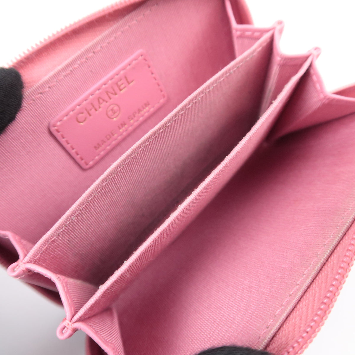 CHANEL Coco Mark Round Zipper Coin Case Caviarskin Pink
