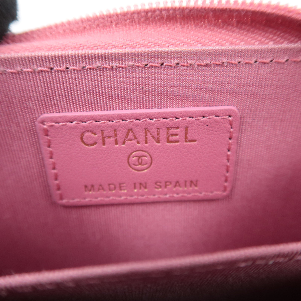 CHANEL Coco Mark Round Zipper Coin Case Caviarskin Pink
