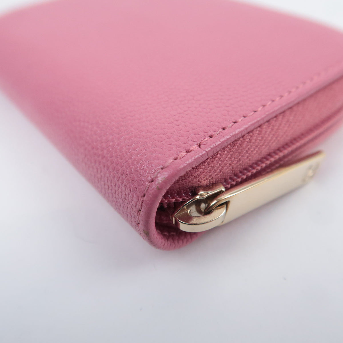 CHANEL Coco Mark Round Zipper Coin Case Caviarskin Pink