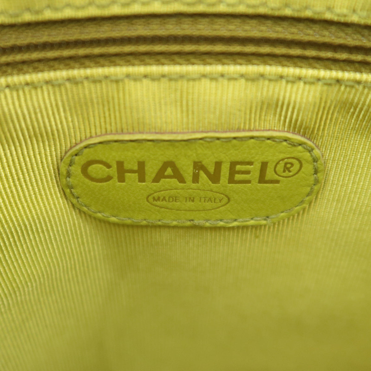 CHANEL Logo Chain Tote Bag Caviarskin