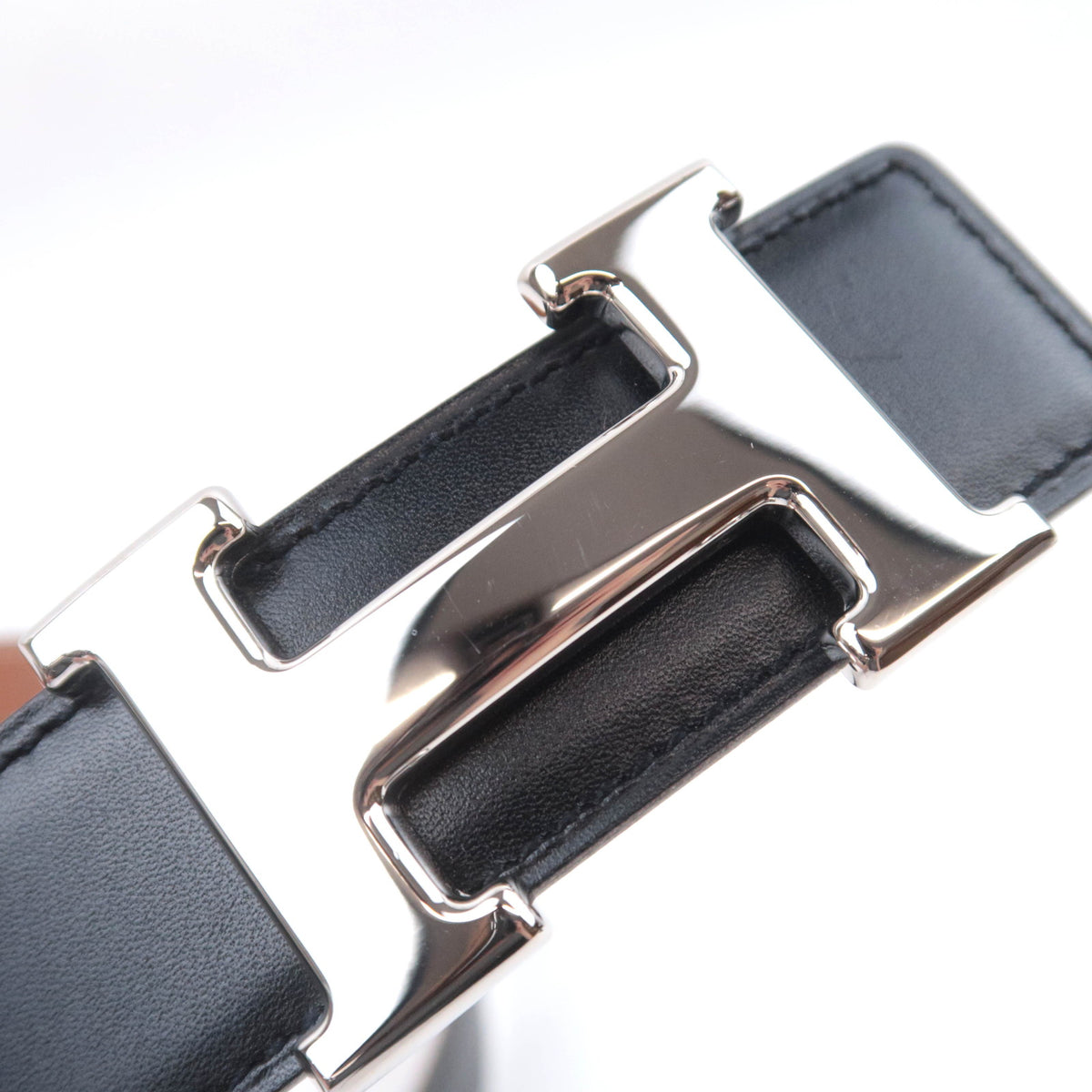 HERMES Constance H Reversible Leather Belt Size 76 "〇Z" Stamp Black Brown