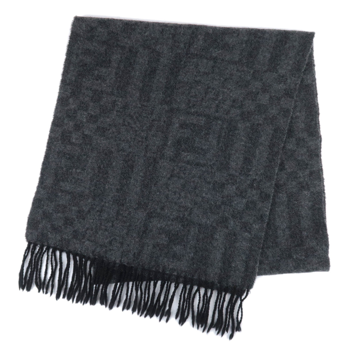 FENDI Zucca Fringe Scarf 100% Wool92927