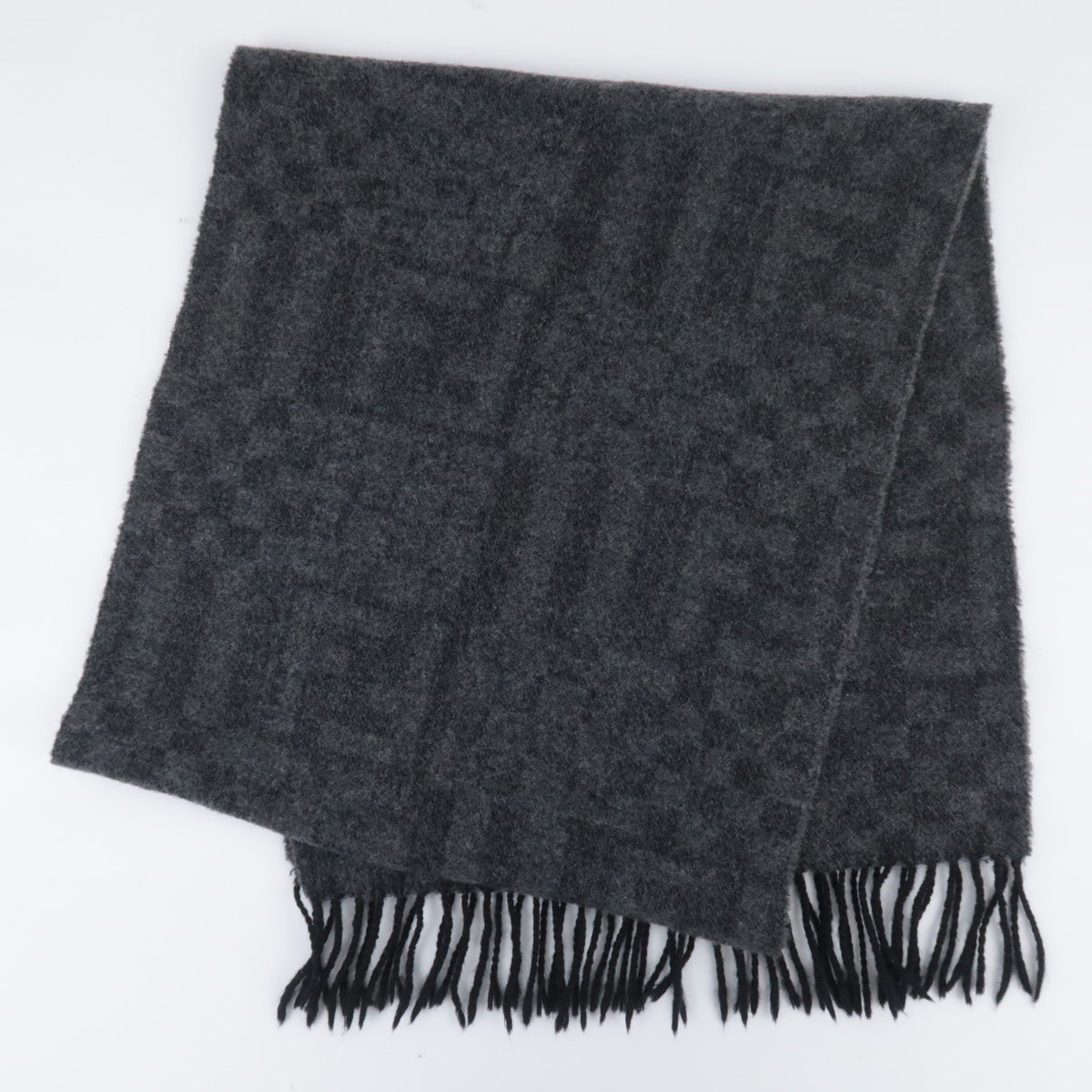 FENDI Zucca Fringe Scarf 100% Wool