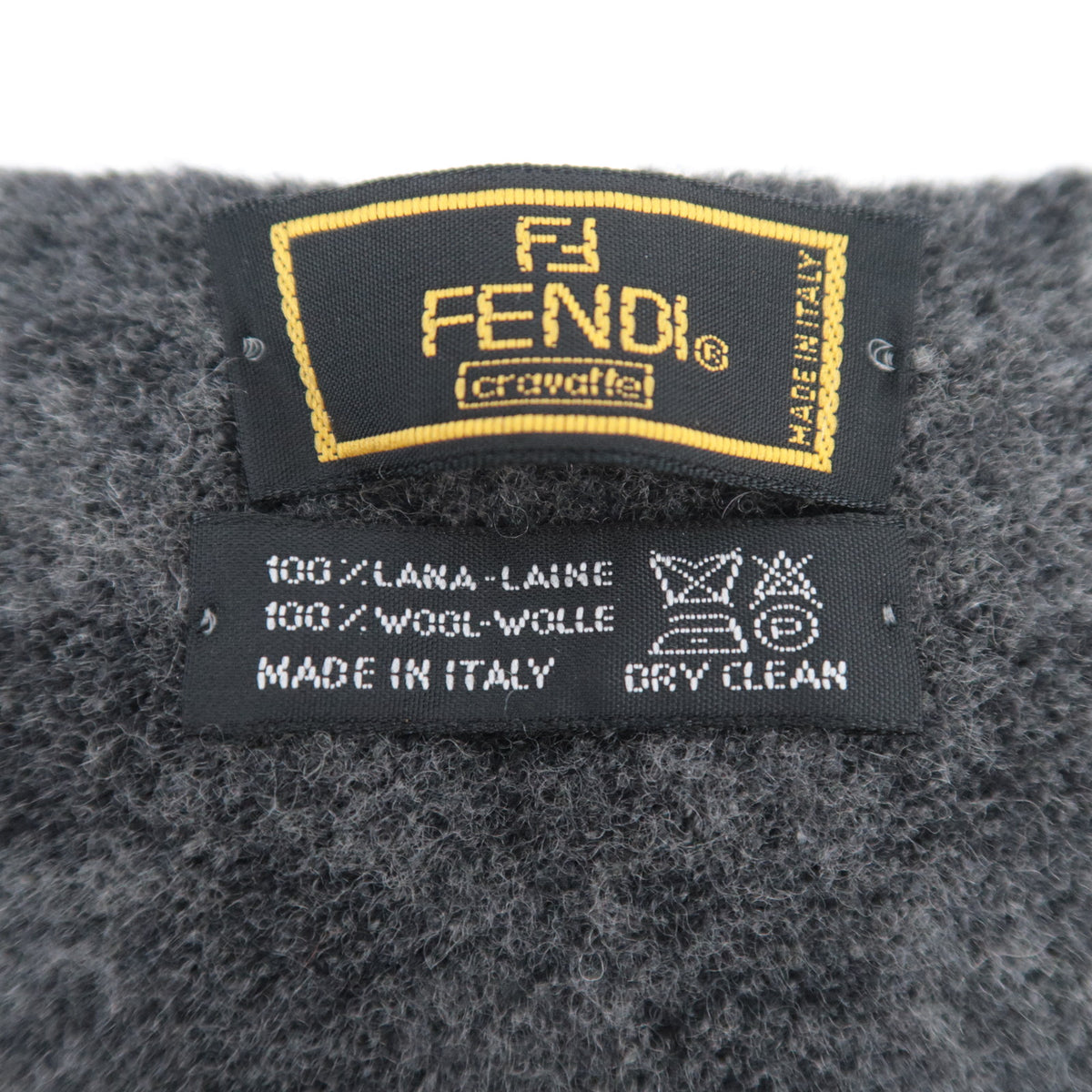 FENDI Zucca Fringe Scarf 100% Wool
