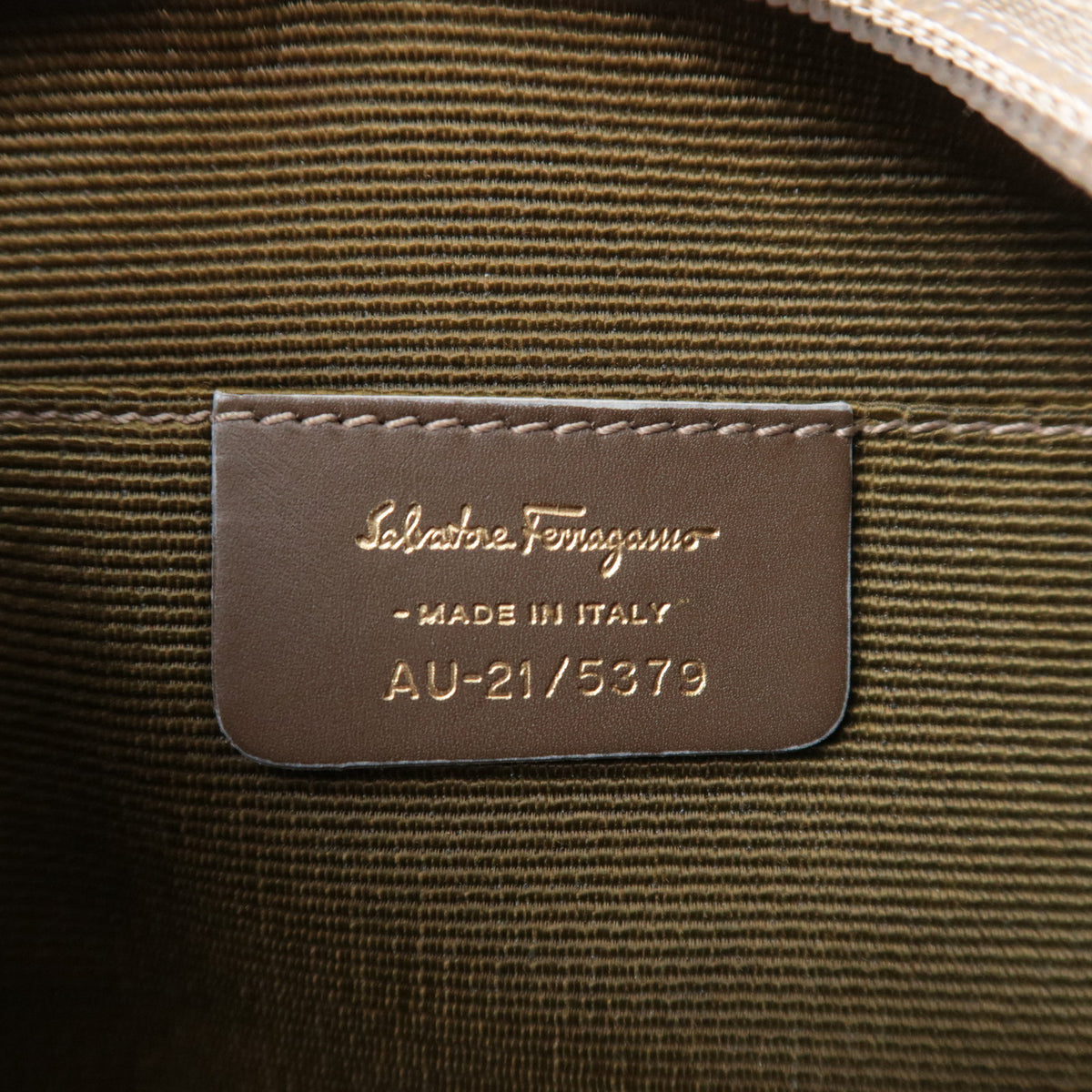 Ferragamo Gancini Canvas Crescent Shape Hobo Bag Beige
