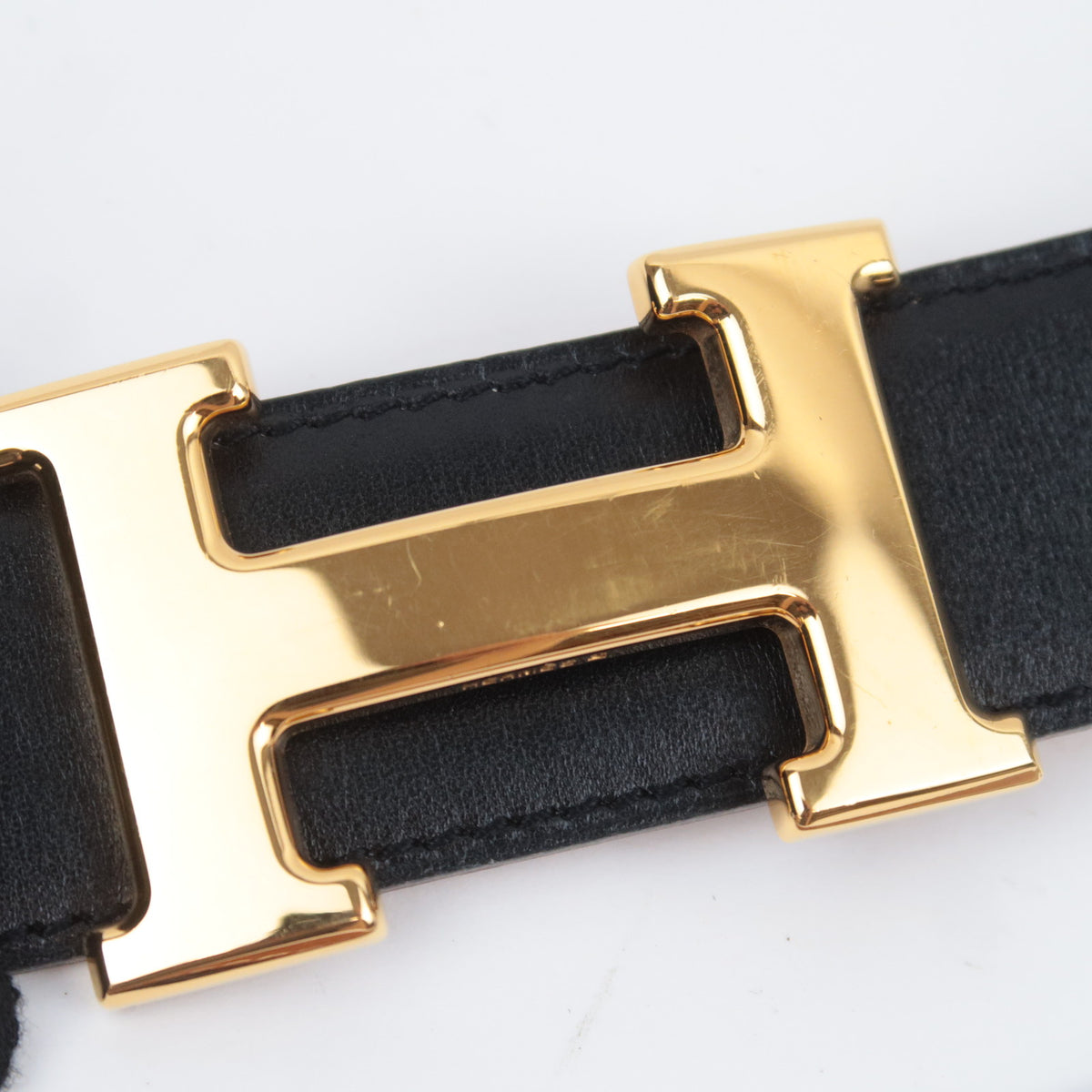 HERMES Constance H Reversible Leather Belt  Size 76 With "〇Z" Stamp Black Brown