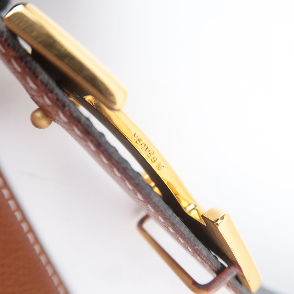 HERMES Constance H Reversible Leather Belt  Size 76 With "〇Z" Stamp Black Brown