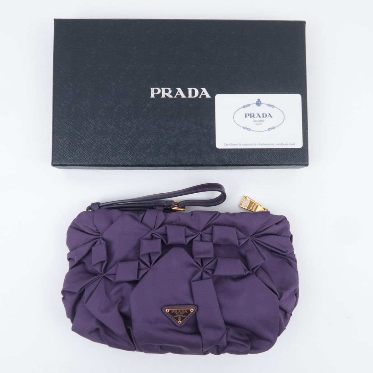 PRADA Wristlet Pouch Origami Pleated 1N1422