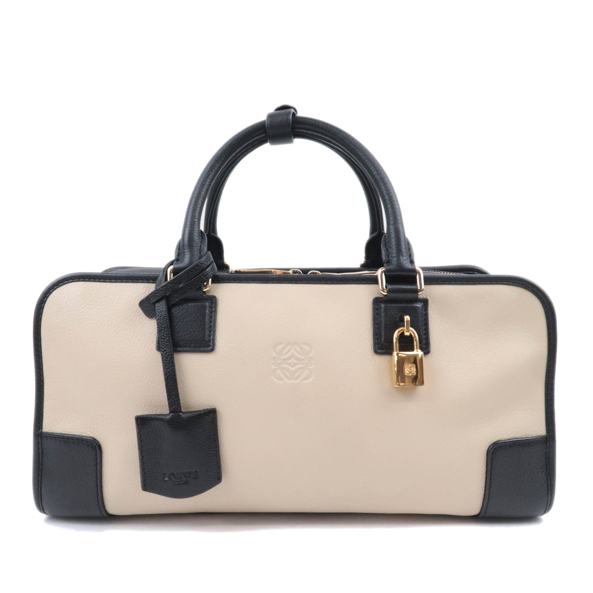LOEWE Amazona 36 Leather Handbag Ivory Black92947