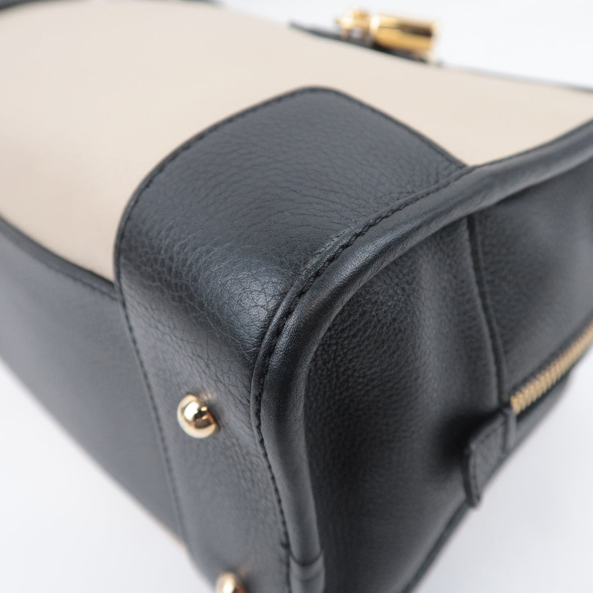 LOEWE Amazona 36 Leather Handbag Ivory Black