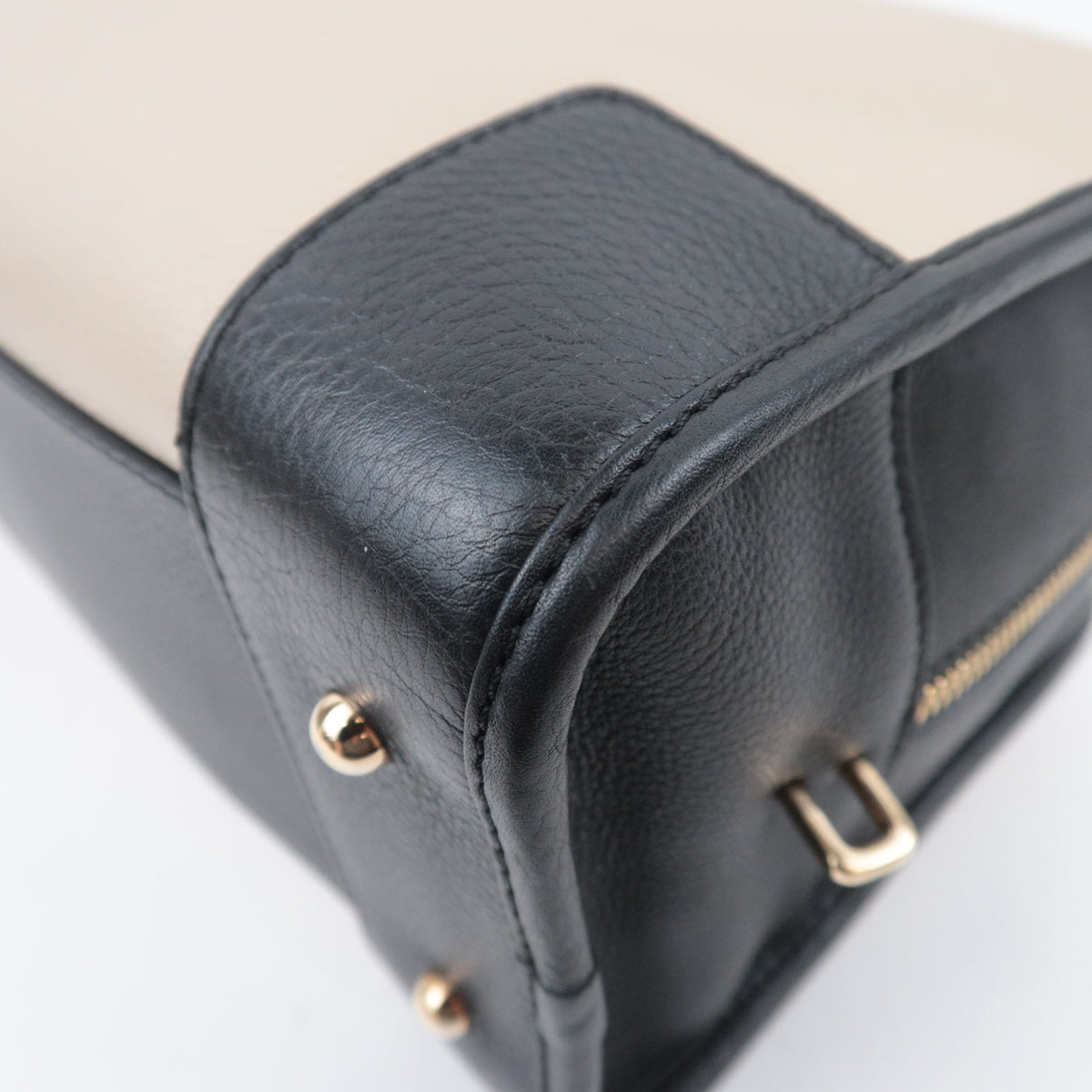LOEWE Amazona 36 Leather Handbag Ivory Black