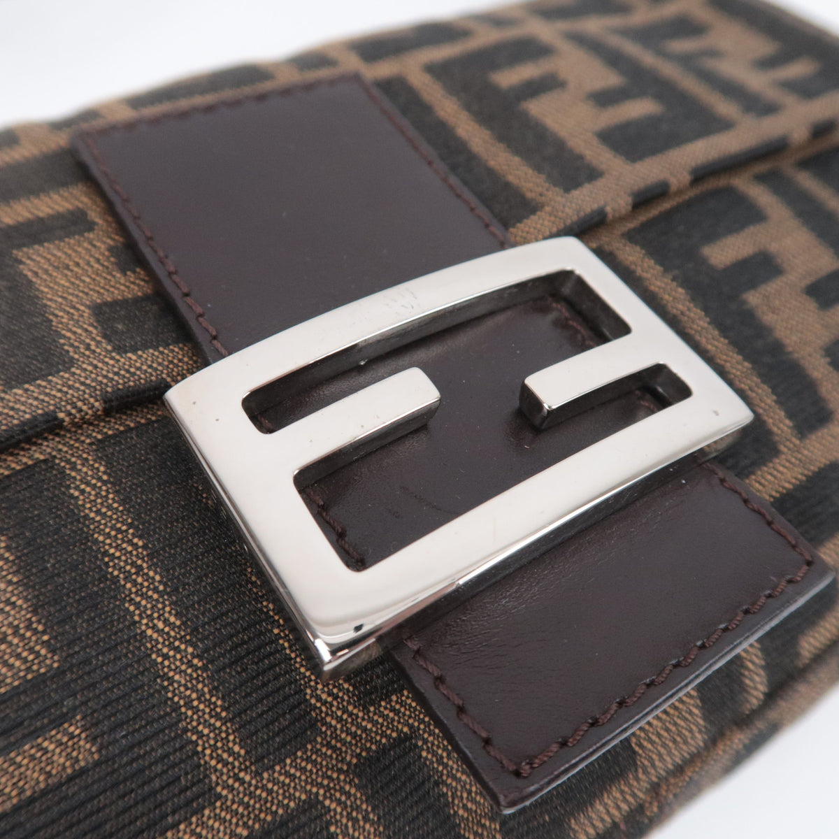 FENDI Zucca Mamma Baguette Bag Brown Black 26424